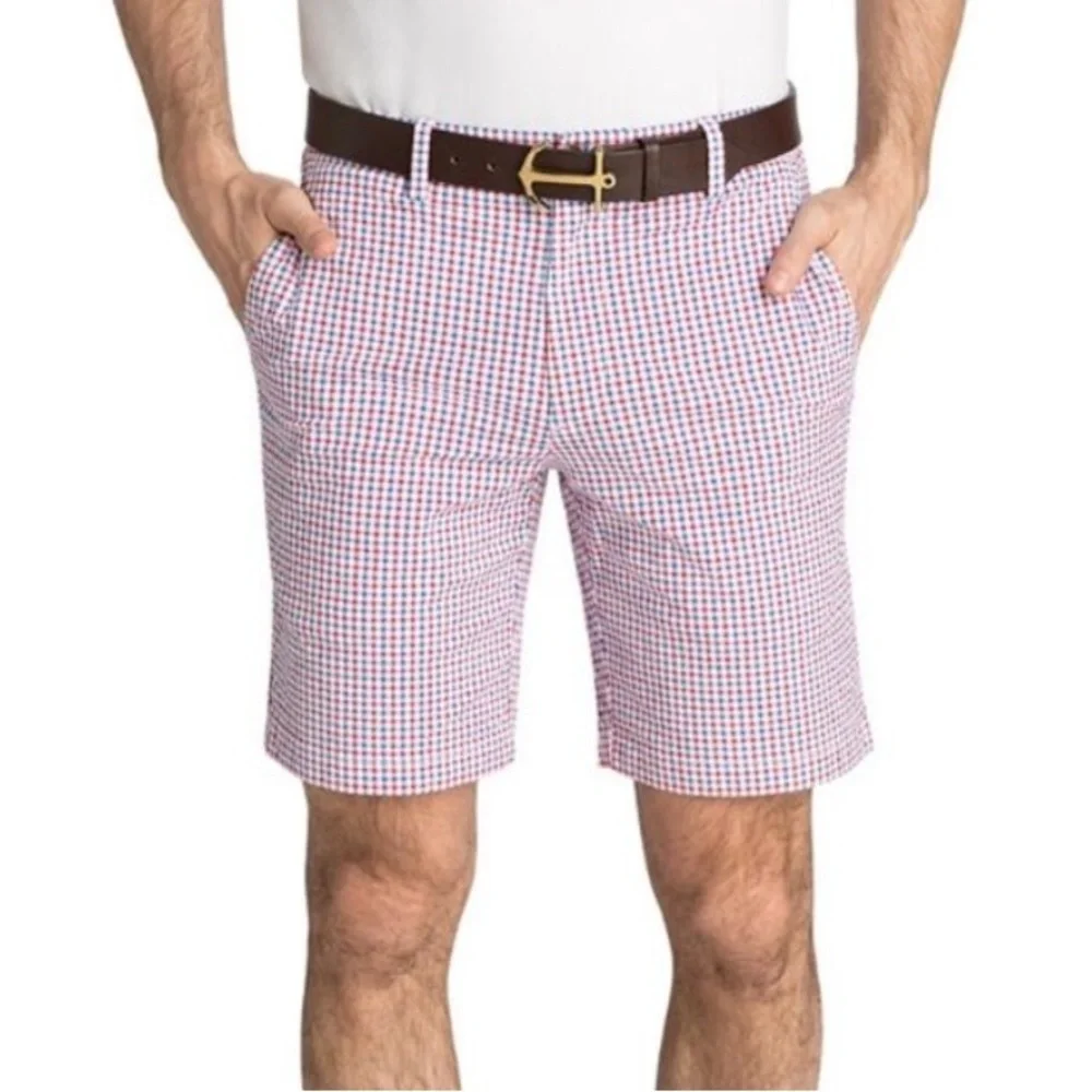 NWT Vineyard Vines 9 inch seersucker gingham breaker shorts spinnaker 33”